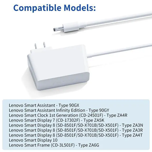 Alt view image 6 of 6 - 20V 1.5A Power for Lenovo Smart Clock Lenovo Smart Display 7/8/10 | Charger Adapter Cable for CD-24501F SD-8501F SD-X701B SD-X501F, PA-1300-42, SA18C47124, Not 12V, Not for PA-1300-41