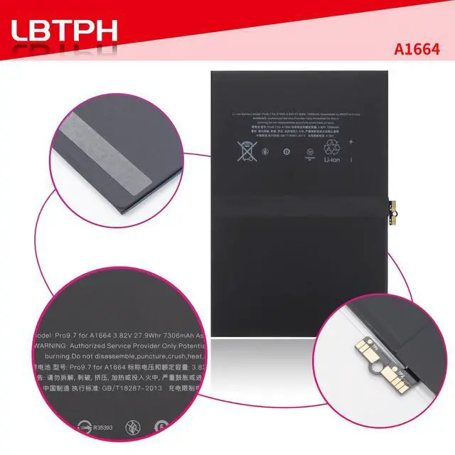 Alt view image 4 of 6 - A1664 Battery for iPad Pro 9.7 2016 Edition A1673 A1674 A1675 Series | 3.82V 7306mAh/27.91Whr with tools kit