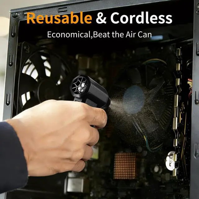 Alt view image 3 of 6 - Compressed Air Duster, 110000RPM Electric Air Duster, 3-Gear Mini Blower with Fast Type-C Charging, Turbo Fan Dust Blower for Computer, Keyboard, PC, Car, Home and Electronics
