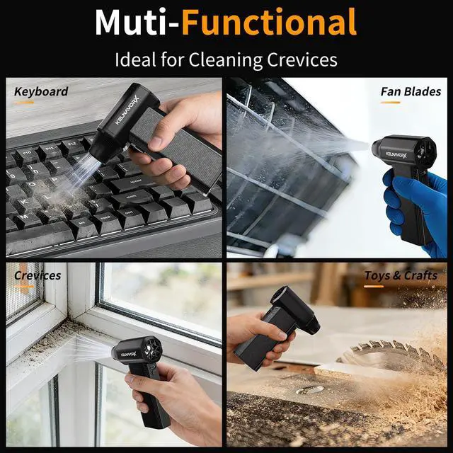 Alt view image 4 of 6 - Compressed Air Duster, 110000RPM Electric Air Duster, 3-Gear Mini Blower with Fast Type-C Charging, Turbo Fan Dust Blower for Computer, Keyboard, PC, Car, Home and Electronics