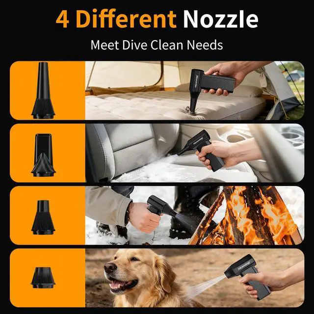 Alt view image 5 of 6 - Compressed Air Duster, 110000RPM Electric Air Duster, 3-Gear Mini Blower with Fast Type-C Charging, Turbo Fan Dust Blower for Computer, Keyboard, PC, Car, Home and Electronics