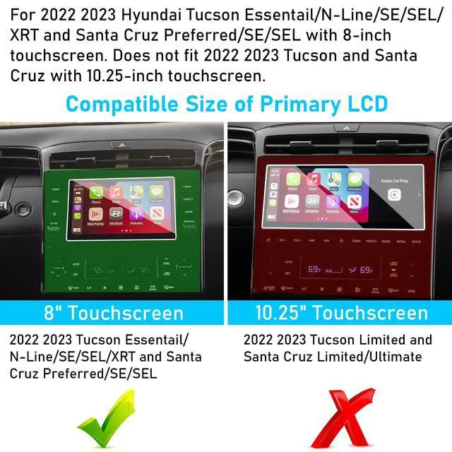 Alt view image 2 of 6 - Compatible With 2022-2024 Tucson Screen Protector Santa Cruz 8 Inch | Tempered Glass Touchscreen Protector 8-In for 2022-2024 Tucson Essentail/N-Line/SE/SEL/XRT and Santa Cruz Preferred/SE/SEL