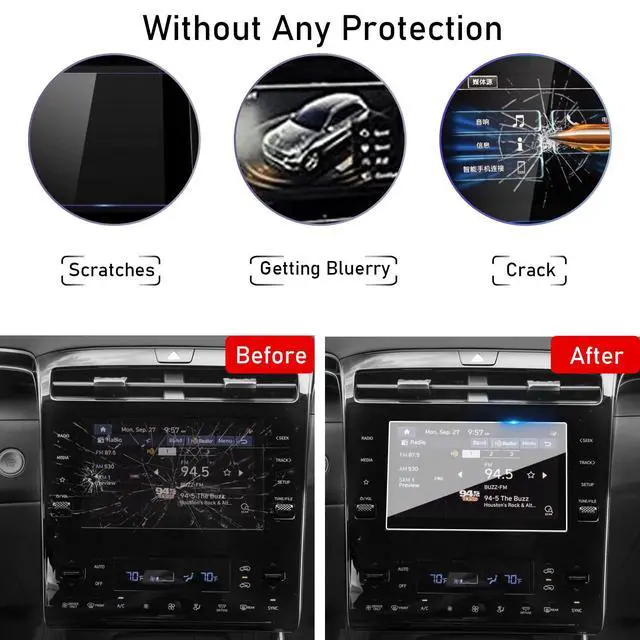 Alt view image 3 of 6 - Compatible With 2022-2024 Tucson Screen Protector Santa Cruz 8 Inch | Tempered Glass Touchscreen Protector 8-In for 2022-2024 Tucson Essentail/N-Line/SE/SEL/XRT and Santa Cruz Preferred/SE/SEL