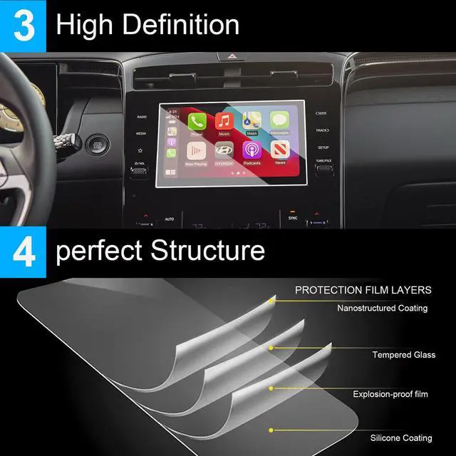 Alt view image 5 of 6 - Compatible With 2022-2024 Tucson Screen Protector Santa Cruz 8 Inch | Tempered Glass Touchscreen Protector 8-In for 2022-2024 Tucson Essentail/N-Line/SE/SEL/XRT and Santa Cruz Preferred/SE/SEL
