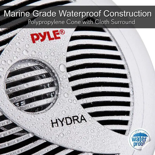Alt view image 3 of 6 - 6.5 Dual Marine Speakers - 2 Way Waterproof and Weather Resistant Outdoor Audio Stereo Sound System with 150 Watt Power, Polyprone Cone and Cloth Surround - 1 Pair - PLMR60S (Silver)