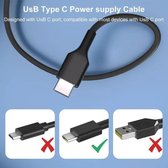 Alt view image 2 of 6 - 65W USB-C Power Adapter for Peloton Bike Plus PLTN-TTR01 PL-02 | FSP065-APDC8R01, 20V 3.25A Type-C Charger with AC Power Cord Replacement for Peloton+ Exercise Bike