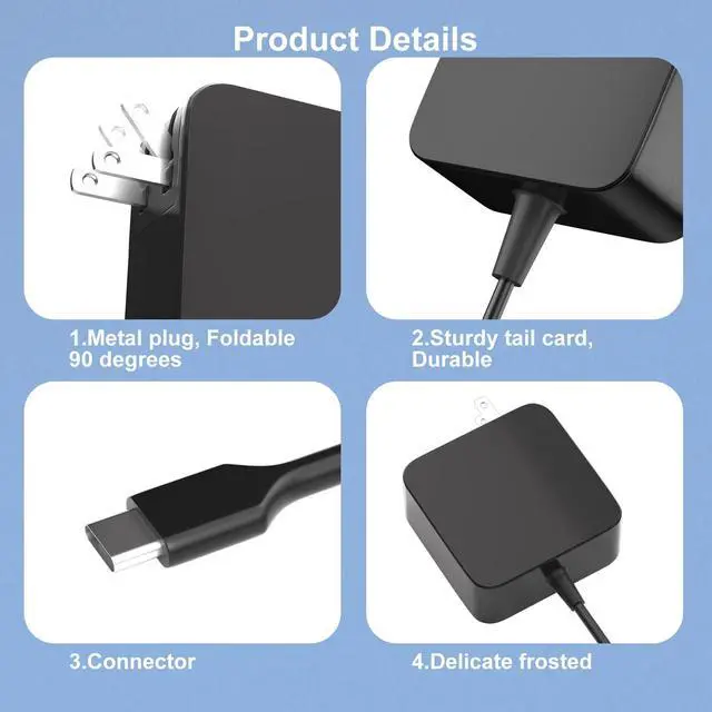 Alt view image 3 of 6 - 65W USB-C Power Adapter for Peloton Bike Plus PLTN-TTR01 PL-02 | FSP065-APDC8R01, 20V 3.25A Type-C Charger with AC Power Cord Replacement for Peloton+ Exercise Bike
