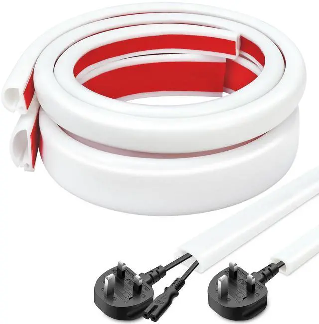 Main image of Cord Hider,White Cord Covers for Wires On Wall,TV Wire Hider,Silicone Self-Adhesive Cable Raceway for Powers Cords Management,0.66 * 0.47inch, Length 39 Inch