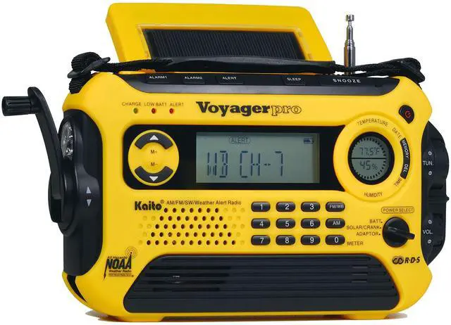 Main image of Voyager Pro KA600 Digital Solar Dynamo Crank Wind Up AM/FM/LW/SW & NOAA Weather Emergency Radio with Alert, RDS & Smart Phone Charger, Yellow