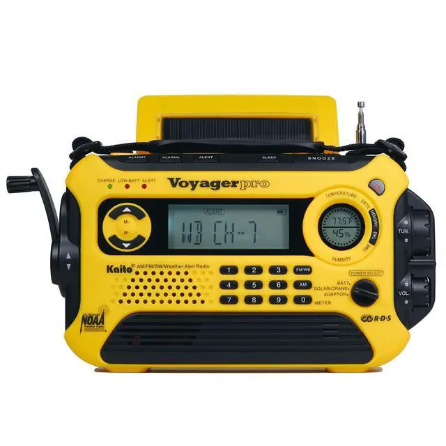 Alt view image 2 of 6 - Voyager Pro KA600 Digital Solar Dynamo Crank Wind Up AM/FM/LW/SW & NOAA Weather Emergency Radio with Alert, RDS & Smart Phone Charger, Yellow