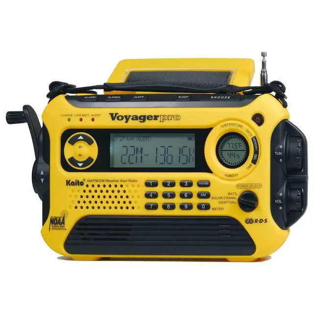 Alt view image 3 of 6 - Voyager Pro KA600 Digital Solar Dynamo Crank Wind Up AM/FM/LW/SW & NOAA Weather Emergency Radio with Alert, RDS & Smart Phone Charger, Yellow