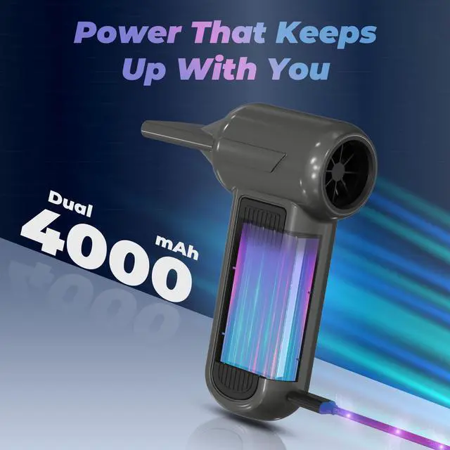 Alt view image 6 of 6 - Compressed Air Duster 130000RPM 3-in-1 Mini Vacuum, Turbo Jet Blower Pump, Super Power Electric Air Duster Fast Rechargeable, Turbo Jet Dust Blower for Computer Keyboard, Car Cleaning & Outdoor