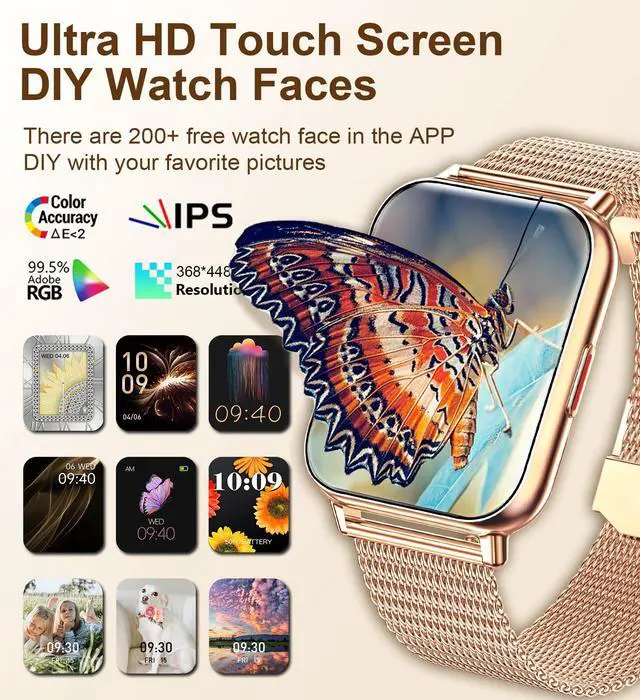 Alt view image 5 of 6 - Smart Watch (Answer/Make Calls), Smart Watches for Women, Fitness Tracker with Heart Rate Sleep Monitor Pedometer Calories, Waterproof Fitness Watch for Android iPhone (Rose Gold)