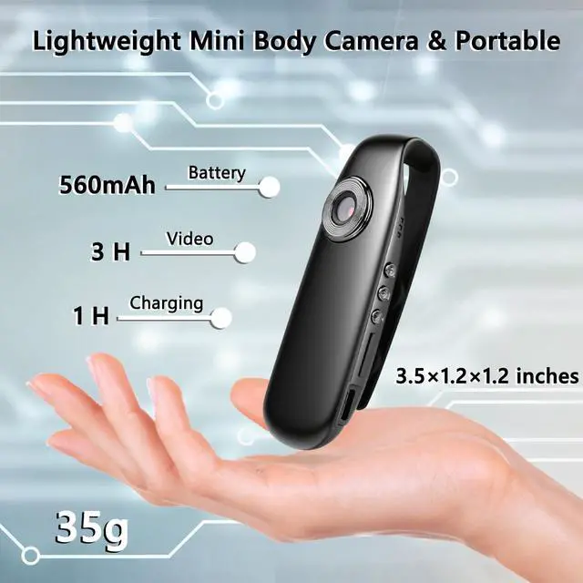 Alt view image 2 of 6 - Mini Body Camera with Magnetic Mount - 1080P HD Wearable Portable Recorder for Sports & Daily Use: 64GB Pocket Tiny Body Cams with Back Clip