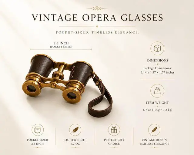 Alt view image 2 of 6 - Captains Brass Binocular - Handheld Brown Leather Solid Brass Opera Glasses Binocular-Pocket Size Binoculars for Kids (NO Zoom, NO Magnification) | Antique replica design made of solid brass and leath
