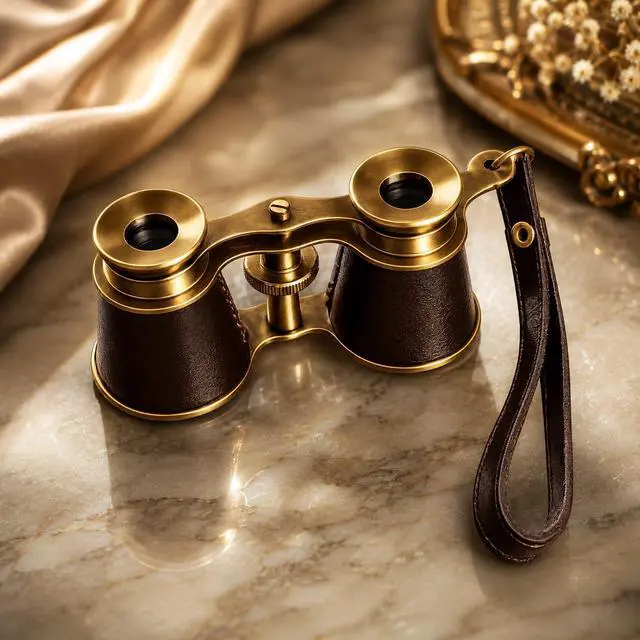 Alt view image 6 of 6 - Captains Brass Binocular - Handheld Brown Leather Solid Brass Opera Glasses Binocular-Pocket Size Binoculars for Kids (NO Zoom, NO Magnification) | Antique replica design made of solid brass and leath