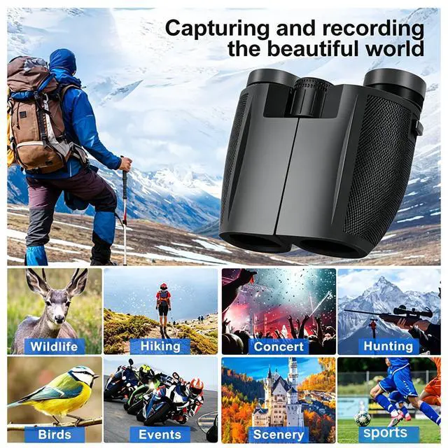 Alt view image 2 of 6 - 12x25 Compact Small Binoculars for Adults Teens Lightweight Pocket Binoculars with BAK4 Prism & FMC Lens High Power for Bird Watching, Concerts, Hiking Easy Focus, Comfortable Eyecups