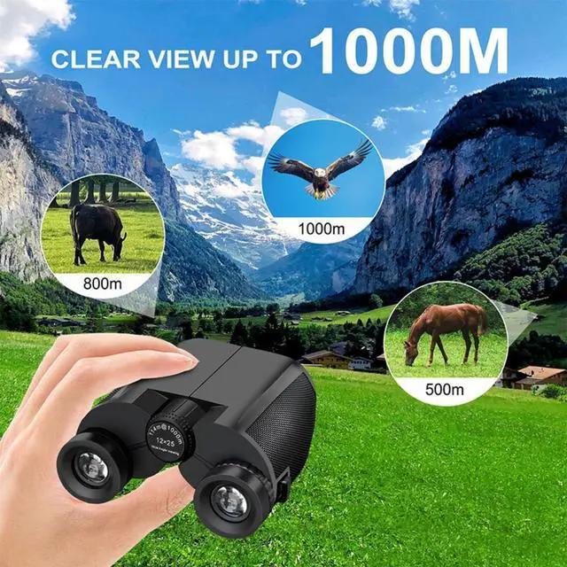 Alt view image 3 of 6 - 12x25 Compact Small Binoculars for Adults Teens Lightweight Pocket Binoculars with BAK4 Prism & FMC Lens High Power for Bird Watching, Concerts, Hiking Easy Focus, Comfortable Eyecups
