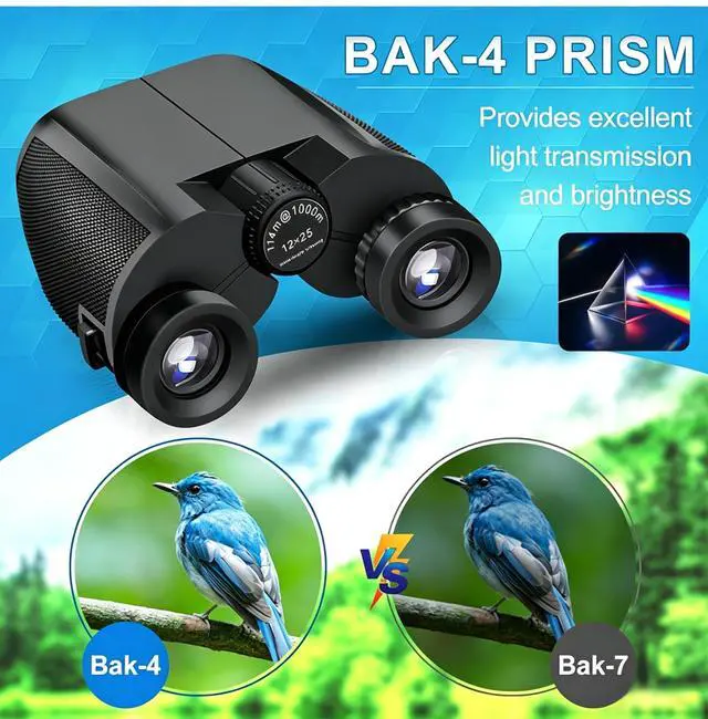 Alt view image 6 of 6 - 12x25 Compact Small Binoculars for Adults Teens Lightweight Pocket Binoculars with BAK4 Prism & FMC Lens High Power for Bird Watching, Concerts, Hiking Easy Focus, Comfortable Eyecups