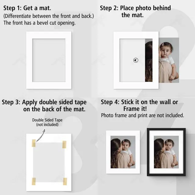 Alt view image 4 of 6 - 25 Pack 11x14 White Picture Mats for 8.5x11 Photo | Acid Free Photo Mat with 8x10.5 inch Opening, Fit for 8.5x11 Prints, White Core Bevel Cut Pre-Cut Mattes