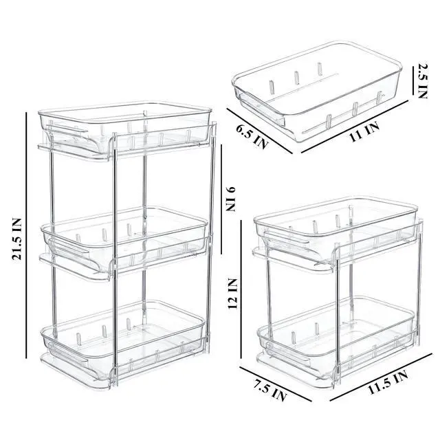 Alt view image 2 of 6 - Clear CD Organizer, 3-Tier Sliding Drawer Storage Shelf - Holds 72 CDs, Versatile Organizer for VCDs DVDs CDs, Cosmetics, Cups (3-Tier)