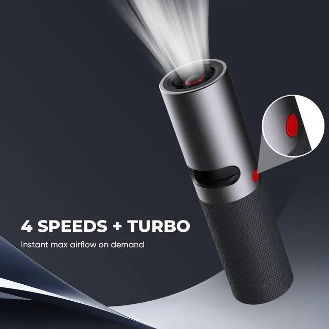 Alt view image 3 of 6 - Electric Air Duster, Cordless Compressed Air Duster, Metal Body, 4 Speeds, Hold-to-Turbo, for Keyboard, PC, Car Interior Cleaning, Canned Air Alternative