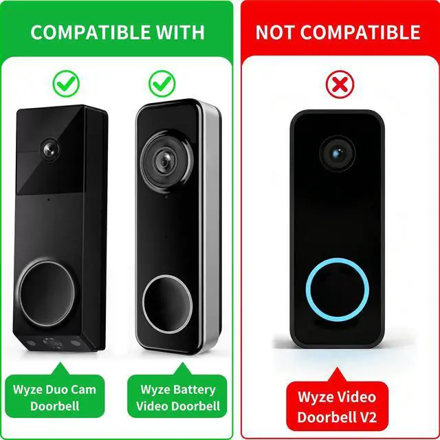 Alt view image 2 of 6 - Anti-Theft Doorbell Mount for Wyze Doorbell Camera, No Drill Video Doorbell Mount Adjustable Mounting Bracket for Wyze Duo Cam Video Doorbell, Door Camera Mount for Rentals, Apartment Door Security