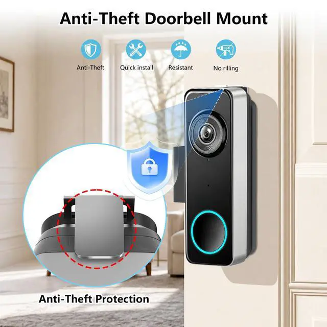 Alt view image 3 of 6 - Anti-Theft Doorbell Mount for Wyze Doorbell Camera, No Drill Video Doorbell Mount Adjustable Mounting Bracket for Wyze Duo Cam Video Doorbell, Door Camera Mount for Rentals, Apartment Door Security