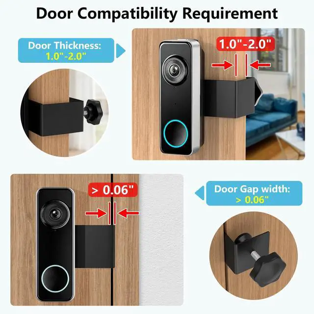Alt view image 4 of 6 - Anti-Theft Doorbell Mount for Wyze Doorbell Camera, No Drill Video Doorbell Mount Adjustable Mounting Bracket for Wyze Duo Cam Video Doorbell, Door Camera Mount for Rentals, Apartment Door Security