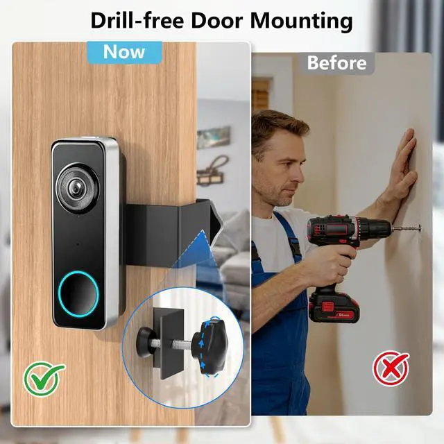 Alt view image 5 of 6 - Anti-Theft Doorbell Mount for Wyze Doorbell Camera, No Drill Video Doorbell Mount Adjustable Mounting Bracket for Wyze Duo Cam Video Doorbell, Door Camera Mount for Rentals, Apartment Door Security