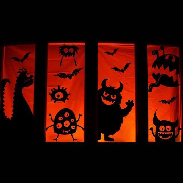 Alt view image 5 of 6 - Large Halloween Window Clings Decorations Halloween Window Silhouette Decorations Scary Monster Silhouette Giant Halloween Stickers