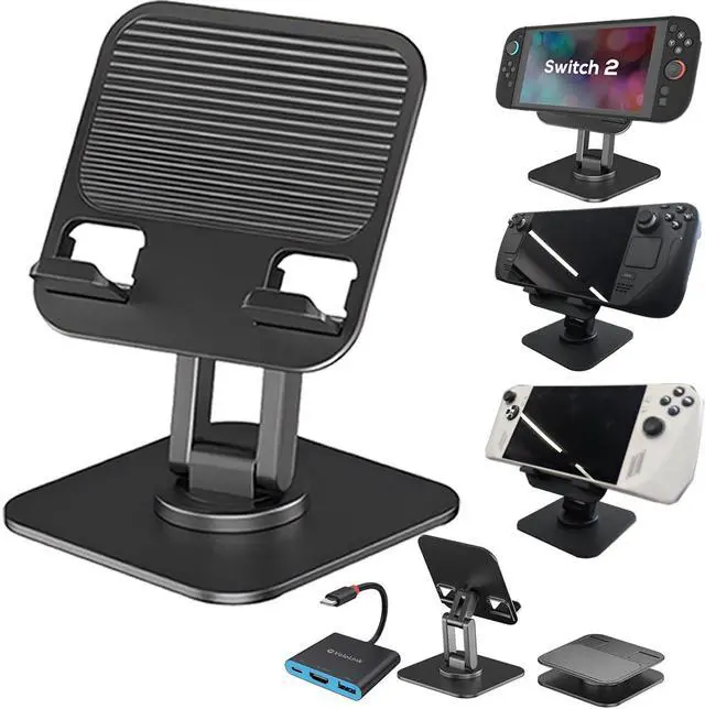 Main image of Foldable Stand+Dock with 4K HD2.1 HDMI to USB C Adapter | Compatible with Steam Deck, Rog Ally, Tablet,Switch 2, iPad, Plug&Play, Note that C-Hub not for NS2 due to official updates