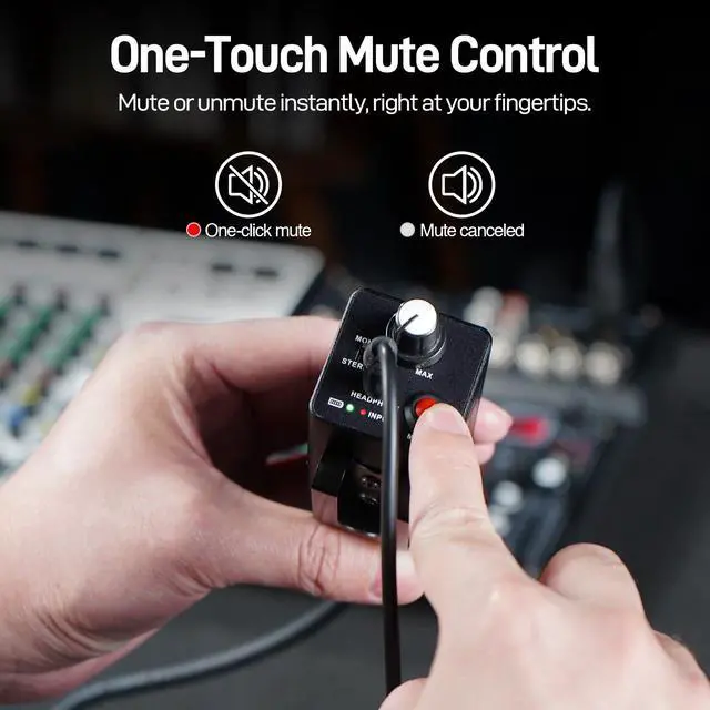 Alt view image 5 of 6 - Portable Wired in-Ear Monitor Headphone Amp XLR TRS WM-1 | Mono/Stereo Mode, One-Touch Mute, XLR/TRS Inputs, Portable Wired Monitoring for Drummers, Bands and Studio