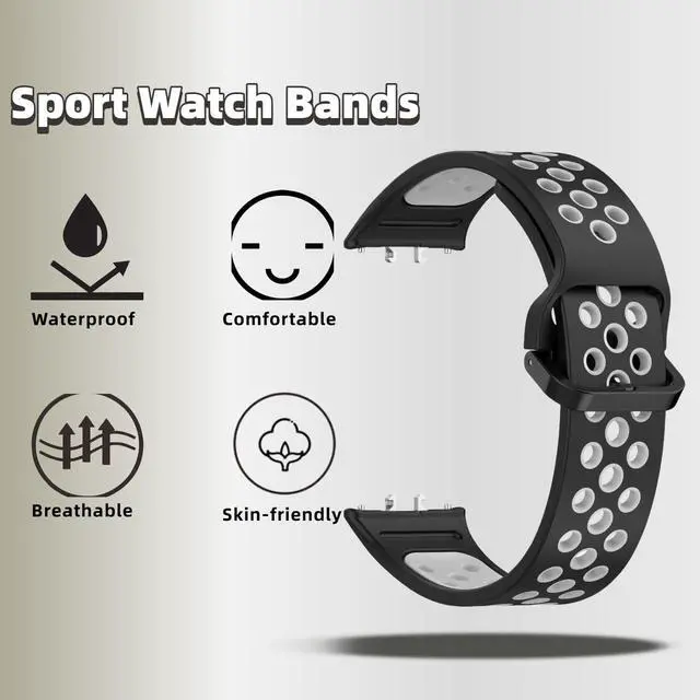 Alt view image 3 of 6 - Silicone Bands Compatible with Samsung Galaxy Fit 3 SM-R390, with PC Case Waterproof Sport Watch Band Soft Breathable Strips for Men Women