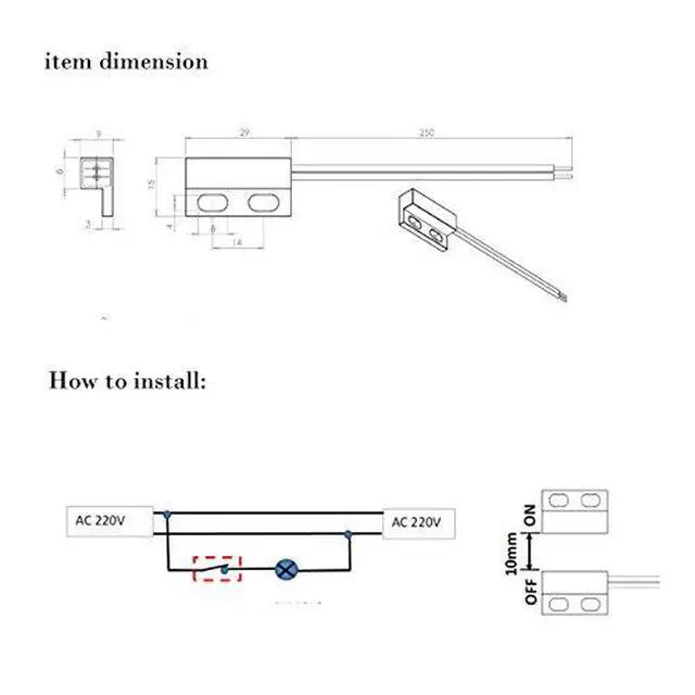 Alt view image 6 of 6 - 110V Wired Door Magnetic Switch clostet Switch(1 set)