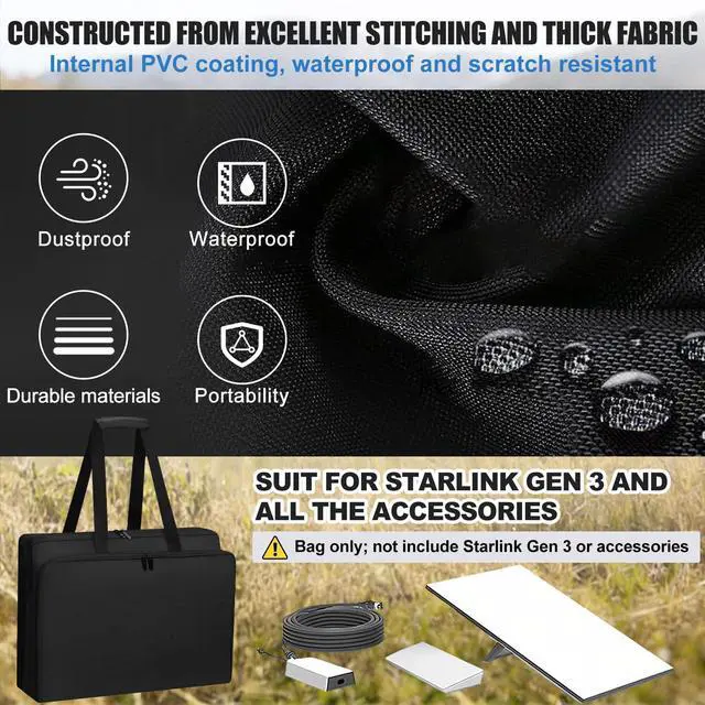 Alt view image 2 of 6 - Carrying Case Compatible with Starlink standard Gen 3, With Thick Padded Inner and Multiple Pockets, Heavy-Duty Travel Storage Bag For Satellite Dish Router Accessories, For Camping,Outdoor, RV