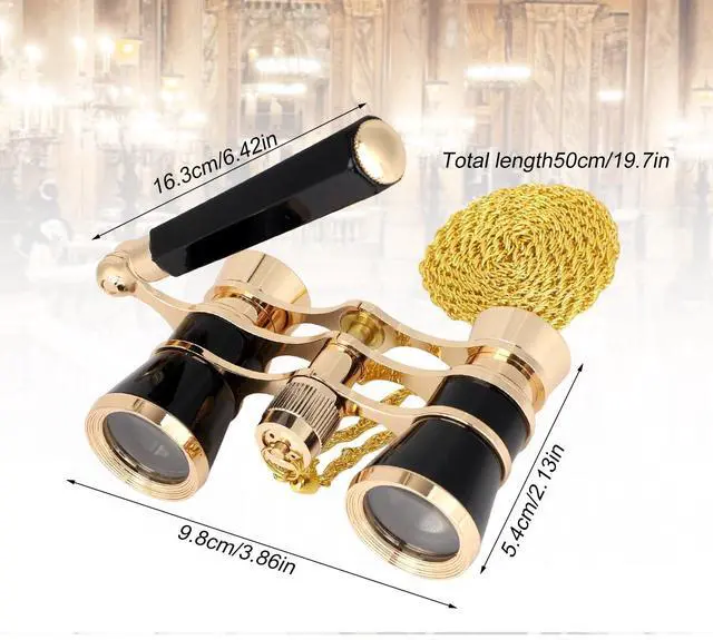 Alt view image 2 of 6 - 3X25 Opera Glasses, Compact Mini Theater Binoculars with Adjustable Handle and Chain Portable Vintage Theater Binoculars for Women Adults Kids Concerts Cinema Musical Events