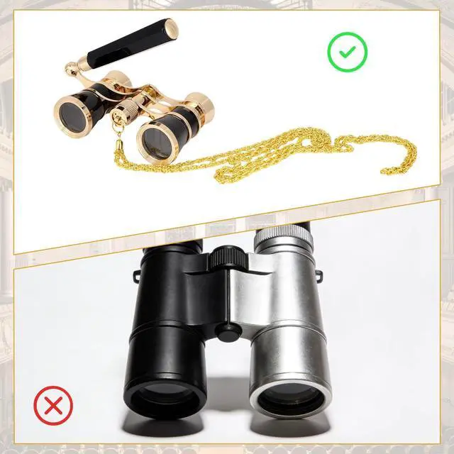 Alt view image 3 of 6 - 3X25 Opera Glasses, Compact Mini Theater Binoculars with Adjustable Handle and Chain Portable Vintage Theater Binoculars for Women Adults Kids Concerts Cinema Musical Events