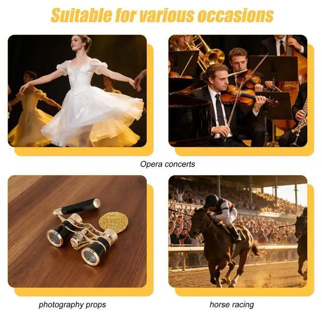 Alt view image 6 of 6 - 3X25 Opera Glasses, Compact Mini Theater Binoculars with Adjustable Handle and Chain Portable Vintage Theater Binoculars for Women Adults Kids Concerts Cinema Musical Events