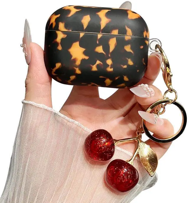 Main image of for AirPod Pro 2 Case Cheetah Print Leopard Silicone Cute Protective Cases with Glitter Cherry Keychain for Airpod Pro 2nd/1st