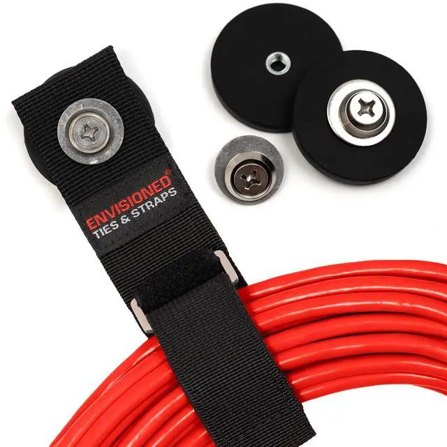 Main image of Black Heavy Duty Magnet for Hanging Straps, for Storage, RVs, Cruise Cabins, Refrigerator, Grill, Hanging and Travel - 43mm (1 3/4" Diameter)