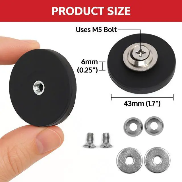 Alt view image 3 of 6 - Black Heavy Duty Magnet for Hanging Straps, for Storage, RVs, Cruise Cabins, Refrigerator, Grill, Hanging and Travel - 43mm (1 3/4" Diameter)