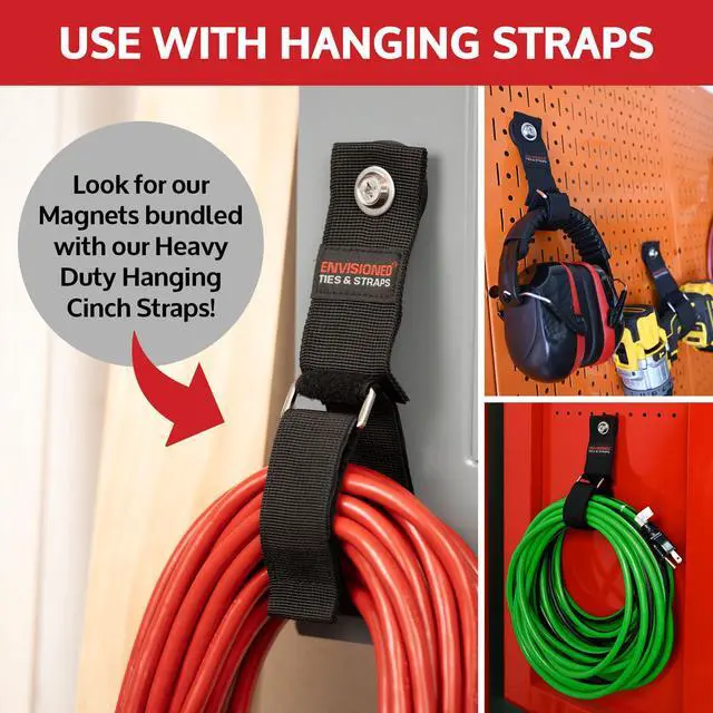 Alt view image 4 of 6 - Black Heavy Duty Magnet for Hanging Straps, for Storage, RVs, Cruise Cabins, Refrigerator, Grill, Hanging and Travel - 43mm (1 3/4" Diameter)