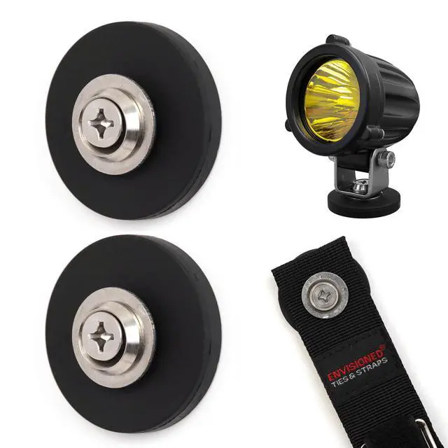 Alt view image 6 of 6 - Black Heavy Duty Magnet for Hanging Straps, for Storage, RVs, Cruise Cabins, Refrigerator, Grill, Hanging and Travel - 43mm (1 3/4" Diameter)