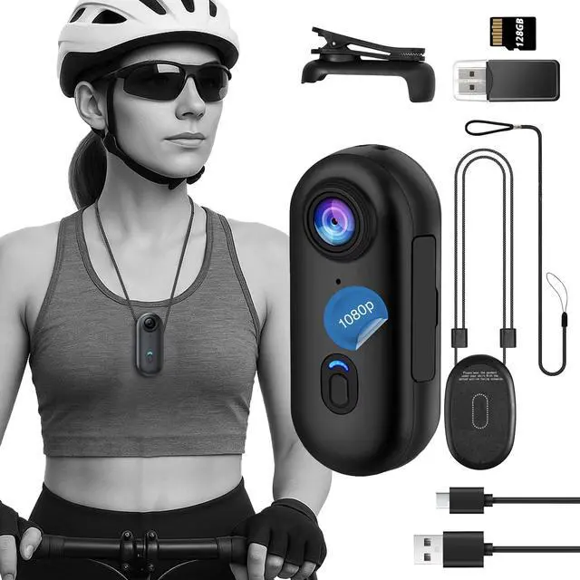Main image of 1080 FHD Mini POV Body Camera with Magnetic Lanyard, MP4 Recording, App Viewing, USB Rechargeable Compact Portable Mount Anywhere for Cycling, Hiking, Work and Everyday Use. 128GB