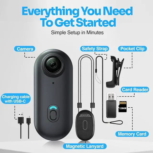 Alt view image 2 of 6 - 1080 FHD Mini POV Body Camera with Magnetic Lanyard, MP4 Recording, App Viewing, USB Rechargeable Compact Portable Mount Anywhere for Cycling, Hiking, Work and Everyday Use. 128GB