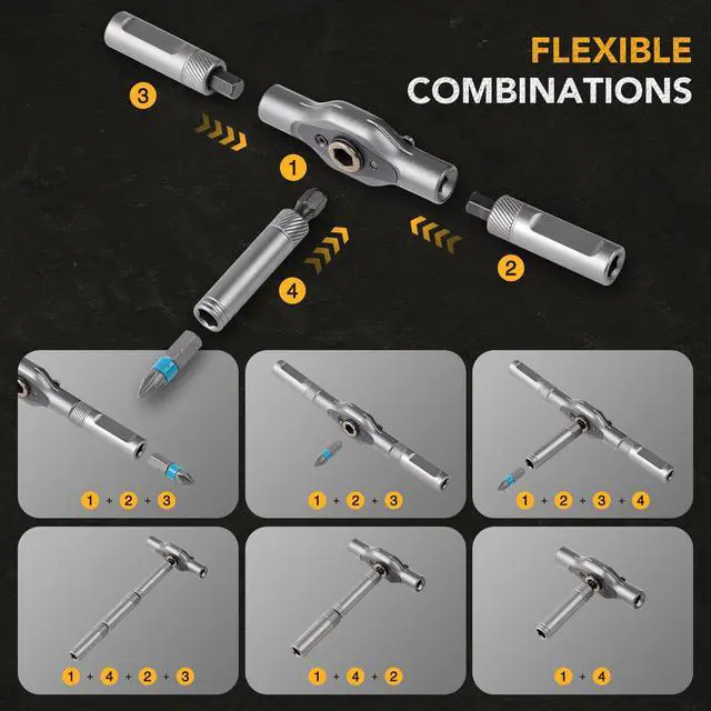 Alt view image 5 of 6 - 24 in 1 Magnetic Ratchet Screwdriver Set, Multi Bit Precision Kit with Detachable T Handle for Computer, Electronics, Furniture and Bike Repair