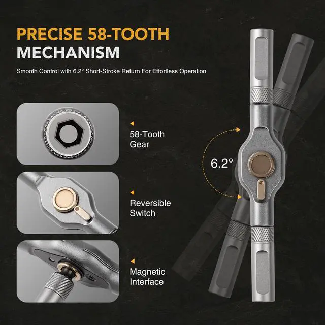 Alt view image 6 of 6 - 24 in 1 Magnetic Ratchet Screwdriver Set, Multi Bit Precision Kit with Detachable T Handle for Computer, Electronics, Furniture and Bike Repair