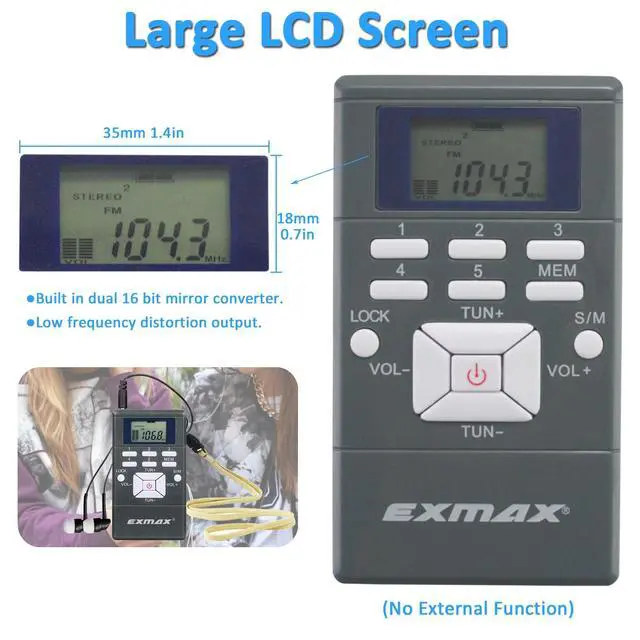 Alt view image 4 of 6 - ® EXG-108 Wireless Portable Pocket DSP FM Stereo Radio Digital Receiver with Mini LCD Clock Earphone for Tour Guide System Teaching Meeting - 2 Pack (Gray)