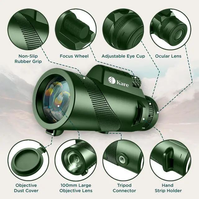 Alt view image 2 of 6 - 80X100 Monocular Telescope High Power with Smartphone Holder & Tripod, High Definition Larger Vision Monocular for Adults for Bird Watching Hiking Camping